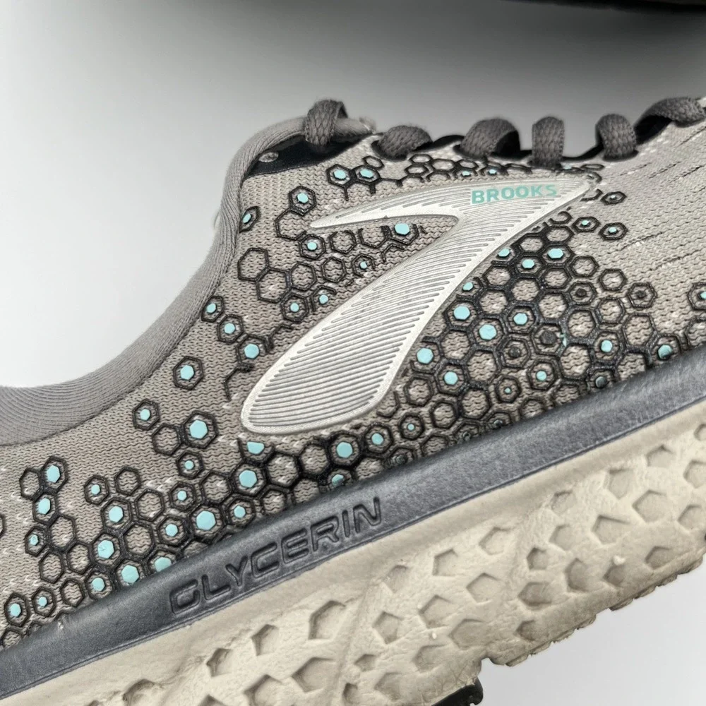 Brooks Glycerin 17 Running Walking Shoes Sneakers Gray Green Womens 7 B Athletic